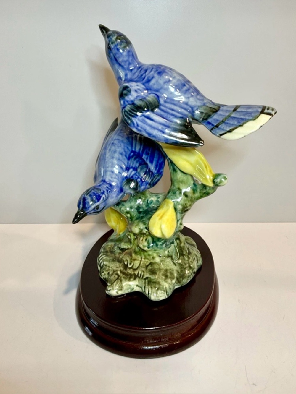 Beautiful Vintage Stangl Pottery Birds  #3276D Double Blue Bluebird 8" On Stand!
